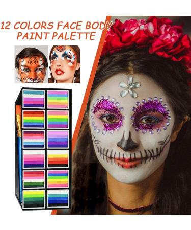 Face and Body Paint Kit | 12 Grids with Brush Water-Based Durable Smudge-Proof Markers for Parties Festivals Sports Girls Women Cosplay Theater - Buy Online on GoSupps.com