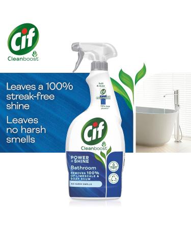Cif Cleanboost Power & Shine Bathroom Spray - 700ml (Pack of 1) | Soap Scum & Limescale Remover for Ceramic, Chrome, Enamel, Plastic, Stainless-Steel Surfaces - Unscented - Buy Online on GoSupps.com
