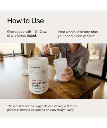 Momentous Essential Grass-Fed Whey Protein Powder 20 g Whey Isolate Protein NSF Certified for Sport Gluten-Free 25 Servings for Essential Everyday Use Chocolate Net WT 1.44 LB (655 g) Chocolate 1.44 Pound (Pack  - Buy Online on GoSupps.com