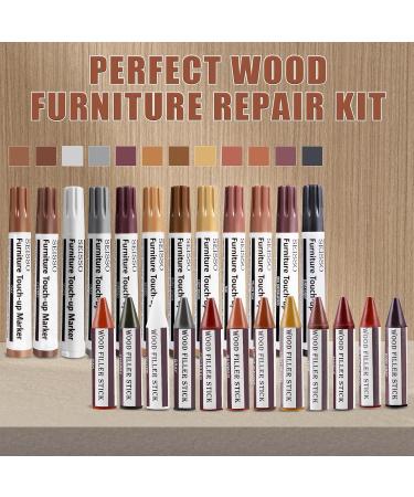 SEISSO Furniture Repair Kit - 18 Color Touch Up Markers & Wood Filler Sticks | Fix Scratches Stains & Holes on Wooden Furniture Cabinets Floors & Doors - International Shipping Available - Buy Online on GoSupps.com