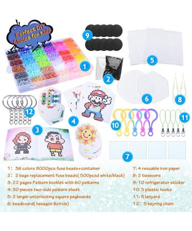 Longruner 10000 36 Colors Fuse Beads Kit 5mm DIY Art Craft Toys for Kids with Pegboards and Pattern Paper - 10000pcs - Buy Online on GoSupps.com