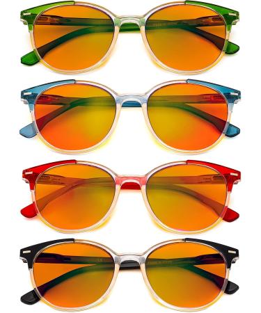 Eyekepper 4-Pack Round Reading Glasses +3.00 - Blue Light Blocking for Women - Orange Tinted | Stylish & Comfortable Vision Solution - Buy Online on GoSupps.com
