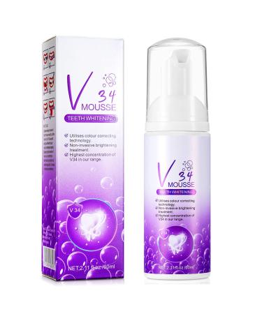 V34 Teeth Whitening Mousse Purple Toothpaste for Teeth Whitening Whitening Foam Toothpaste to Remove Stains Improves Teeth Brightness and Reduce Yellowing(1 Pack) 1 Fl Oz (Pack of 1)