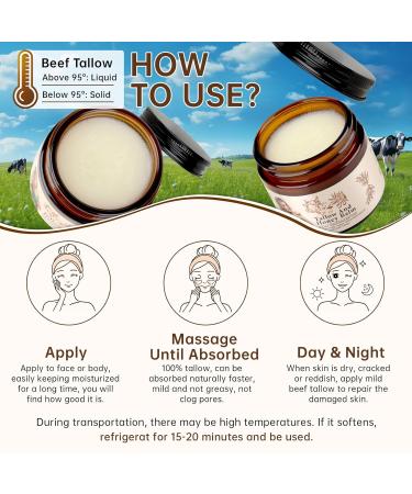 Beef Tallow Balm For Skin Organic Beef Tallow and Honey Cream For Dry Skin Deep Moisturizing Tallow Body Butter Lotion For Cracked Skin Beef Tallow Moisturizer 2 OZ. 2 Ounce (Pack of 1) - Buy Online on GoSupps.com