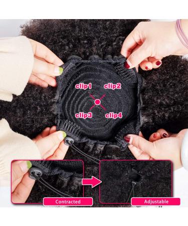 WENYU Afro Puff Drawstring Ponytail 6 Inch - Brazilian Virgin Human Hair Bun for Black Women - Kinky Curly Clip In Extension - Natural Color - Pack of 1 - Buy Online on GoSupps.com