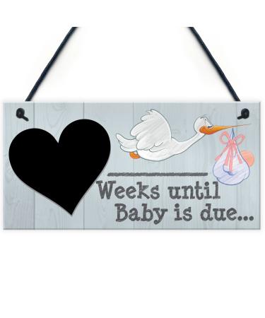 RED OCEAN Weeks Until Baby Is Due Chalkboard Hanging Plaque Baby Shower Pregnancy Gift