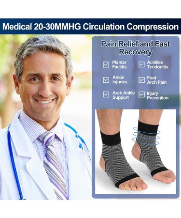 3 Pairs Medium Ankle Compression Sleeves | Open Heel Support Socks for Swelling & Sprains | 20-30 mmHg | Men & Women - Buy Online on GoSupps.com