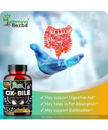 Humming Herbs Ox Bile with Digestive Enzymes & Pre/Probiotics 90 Veg Caps Cholic Acid Inulin Betaine HCl Peppermint Bromelain Healthy Digestion & Nutrient Absorption - Bile Salts Supplement - Buy Online on GoSupps.com