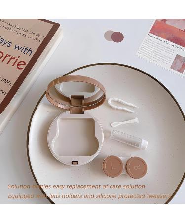 Aipu Hat Contact Lens Container with Mirror - Cute Portable 4-Piece Set in White Khaki Blue & Yellow for Easy Lens Removal - Buy Online on GoSupps.com