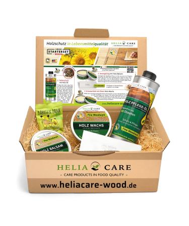 Starter & gift set organic wood protection with premium wood oil balm wax and pulling blade.Ideal entry into natural wood care without chemistry in food quality - Heliacare