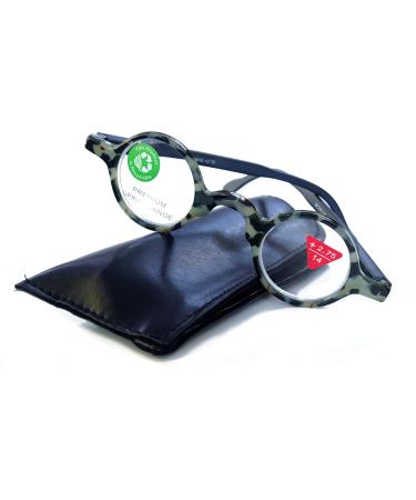 Cecilia Premium Reading Glasses High End Readers +1.25 to +3 Magnifying Circle Optical Frames. Round Tortoise Black. NY Fifth Avenue. +3.25