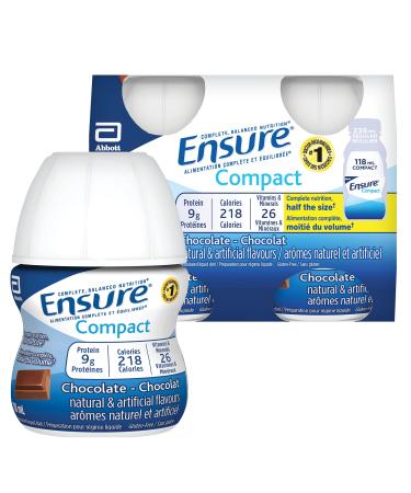 Ensure Compact Complete Balanced Nutrition In Half The Size Chocolate 4x118mL 9g Protein Drink Chocolate 118 ml (Pack of 4)