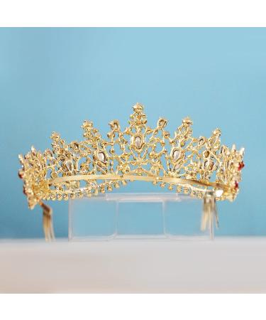 Vintage Baroque Ruby Crown for Brides | Crystal Wedding Hair Accessory - Buy Online on GoSupps.com