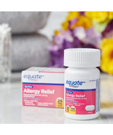 Equate Dye Free Allergy Relief Tablets | Diphenhydramine HCI 25mg | 100 Count - Buy Online on GoSupps.com