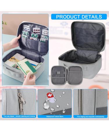 Medicine Pocket Travel Pharmacy Bag - Large Capacity Waterproof Emergency Storage | 2-Pack Gray First Aid Bags for Travel Home & Office - Buy Online on GoSupps.com