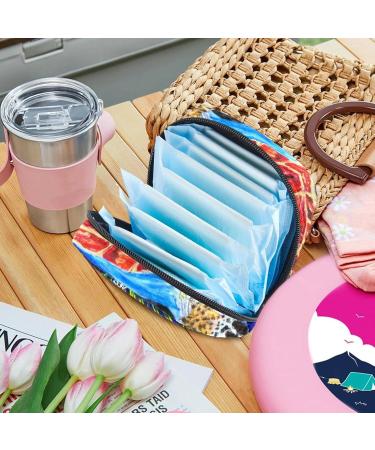 Eco-Friendly Menstruation Pad Bag with Zipper for Women & Girls | Stylish Sea Turtle & Algae Design | Durable Tampon & Napkin Organizer - Buy Online on GoSupps.com