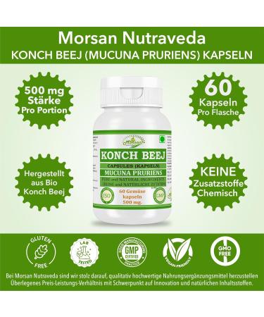 Morsan Nutraveda Konch Beej Capsules Mucuna Pruriens 500mg 60 Vegan Capsules Ayurvedisch Kruidensupplement 2 - Buy Online on GoSupps.com