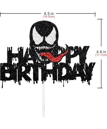 Artczlay venom theme cake topper black glitter happy birthday cake topper hero theme cake decoration supplies - Buy Online on GoSupps.com