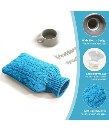 Samply 2L Hot Water Bottle with Knitted Cover - Hot/Cold Compress for Pain Relief - Cobalt Blue/Sapphire Blue - Buy Online on GoSupps.com