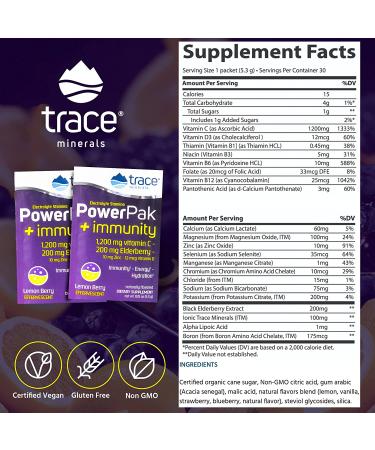 Trace Minerals PowerPak + Immunity Lemon Berry 30 Packets - Boost Energy & Immunity - Buy Online on GoSupps.com