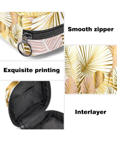 Abstract Golden & Pale Rose Leaves Pattern Napkin & Menstrual Pad Storage Bag | Portable Menstrual Cup Zipper Bag for Teenagers & Women - Buy Online on GoSupps.com