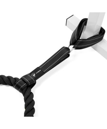Battle Rope Anchor Strap Kit | Heavy Duty Reinforced Nylon | Easy and Fast Setup | Stops Rope Damage | Stainless Steel Carabiner | Includes Exercise Guide | Black with White Stripe
