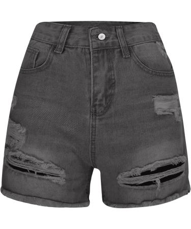 UCK-KIT Women's Summer Ripped Stretch Denim Shorts - High Waist Gray Jean Shorts for Ultimate Style and Comfort - Buy Online on GoSupps.com