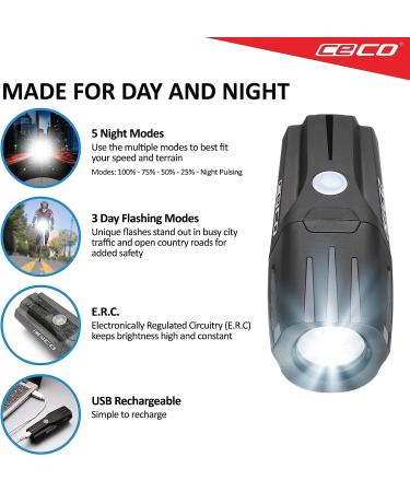 CECO-USA 1200 Lumen USB Rechargeable Bike Light | Waterproof & Impact Resistant Model F1200 Bicycle Headlight - Ideal for Commuters, Road Cyclists & Mountain Bikers - Buy Online on GoSupps.com