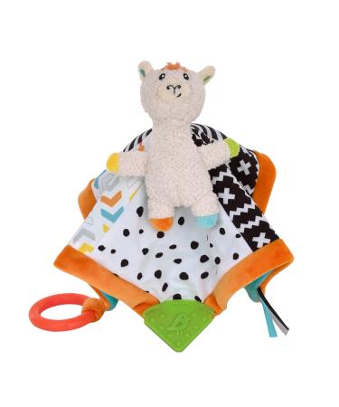 Sassy Baby Larry Llama Black  White  and Multi-Colored Super Soft Security Baby Blanket with Teether