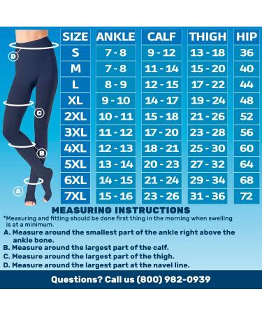 Plus Size Compression Tights for Women 20-30mmHg | Open Toe Graduated Hose for Swelling & Pregnancy | Navy 5X-Large - A214NV8 - Buy Online on GoSupps.com