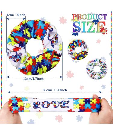 Autism Awareness Hair Scrunchie Set - 10 Pieces | Puzzle Piece Hair Ties for Women and Girls | Autism Acceptance Accessories - Buy Online on GoSupps.com