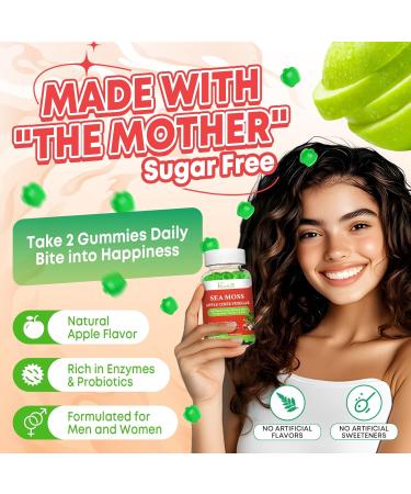 2 Pack Apple Cider Vinegar Gummies ACV with Sea Moss Gummies for Metabolism Digestion Detox Gut & Immune Health Apple Flavored -120 Count 60 Count (Pack of 2) - Buy Online on GoSupps.com