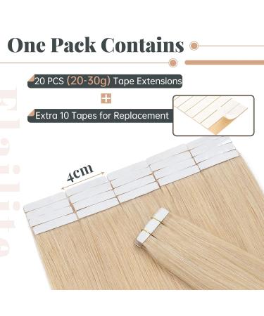 Elailite Invisible Tape-In Extensions - Real Remy Human Hair 20pcs 35cm #24 Natural Blonde - Premium Quality Hair Extensions - Buy Online on GoSupps.com