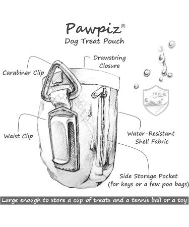 Pawpiz Dog Treat Pouch | Cute Clip-on Dog Treat Bag with Waist Clip Carabiner & Side Pocket | Waterproof Lining & Water-Resistant Shell | UK Brand (Khaki & Olive Green) - Buy Online on GoSupps.com