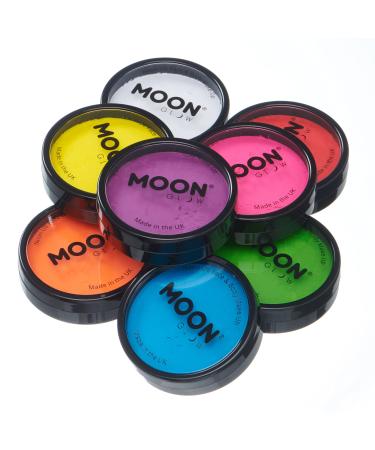 Moon Glow Pro intensive neon UV facial and body stem cake pots 8-series set professional facial painting make-up based on water for adults and children 36 g