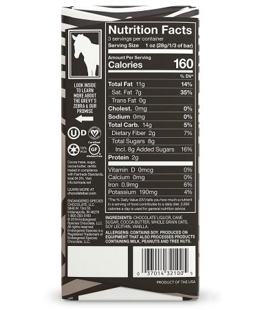 Endangered Species Chocolate Oat Milk Dark Chocolate 55% Cocoa 3 oz - Vegan & Fair Trade - Buy Online on GoSupps.com