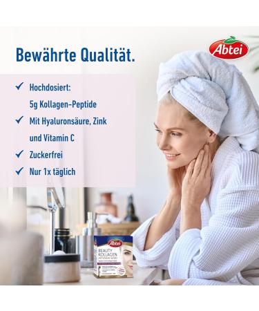 Abbey Beauty Collagen Intensive 5000 - Reduce Wrinkles with 5g Collagen Peptides Hyaluronic Acid & Vitamin C - Sugar-Free - 30 Drinking Ampoules (750ml) - Buy Online on GoSupps.com