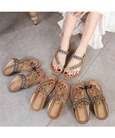 Women s Thumb Orthotic Sandals - Summer Bohemia Crystal Slip-On Bunion Sandals for Big Toe Correction & Arch Support | Casual Floral Beach Flats - Size 8 Blue - Buy Online on GoSupps.com