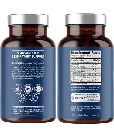 N1N Premium Lung Support Supplement - Natural Cleanse & Detox with Quercetin, Bromelain & Vitamin C - 60 Veg Caps - Buy Online on GoSupps.com