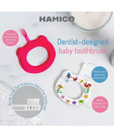 HAMICO Baby Toothbrush Set | Extra Soft Bristles for Baby's First Toothbrush | Easy Grasp Infant Toothbrush | BPA Free | 2-Pack (Red & Mermaid) - Buy Online on GoSupps.com