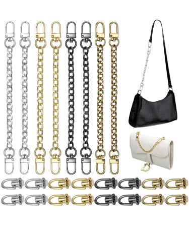 24 Pcs Purse Chain Strap D Ring Rivets Set Flat Purse Strap Extender Replacement Crossbody Chain Metal D Ring Stud Screw Post Head Buttons Handbag Chains Accessories for DIY Wallet Shoulder Bag Multicolor