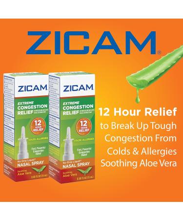 Zicam Extreme Congestion Relief No-Drip Nasal Spray with Aloe Vera 0.5oz (2 Pack) - Buy Online on GoSupps.com