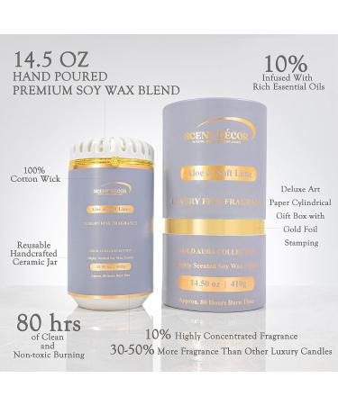 Aloe & Soft Lime Aromatherapy Candle - Highly Scented Decorative Candles for Home | Gifts for Women | 80 Hours Burn Time | 14.5 oz - Buy Online on GoSupps.com