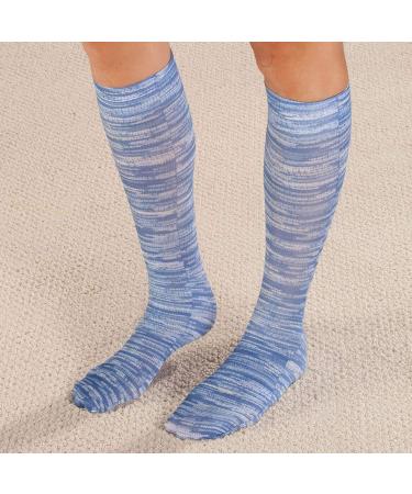 Celeste Stein Denim Blue Stripes Compression Socks | 20-30 mmHg Therapeutic Calf Support - International Shipping Available - Buy Online on GoSupps.com