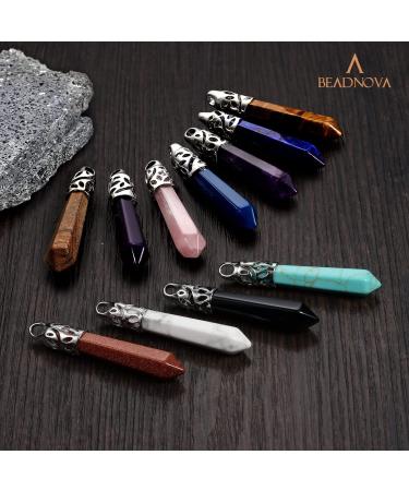 BEADNOVA Healing Crystal Necklace - Natural Amethyst Quartz Pendant on 18 Stainless Steel Chain - Buy Online on GoSupps.com