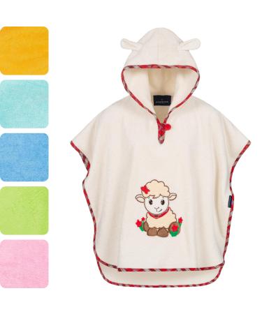 Morning star Badeponcho Children Baby Girl Boys 100% cotton Oeko-Tex Baby Bathing towel hooded towel bathrobe ferry 1-3 years of cream-sleepy sheep