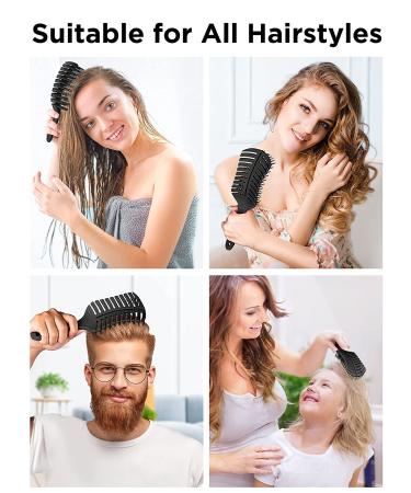 HEETA Curved Vented Styling Hair Brush - Fast Blow Drying Brush for Smooth & Tangle-free Hair - Men, Women, Kids - Black - Buy Online on GoSupps.com