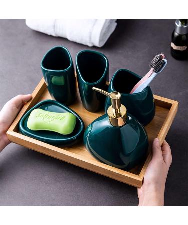 Bathroom soap dispenser handwash dispenser bottle/Dark Green Bathroom Accessories Set Accesorios Para Ba o Apartment Necessities Contain Toothbrush Cup Soap Dispenser Soap Dish-dark green 5 set-G Silver Pump Dark Green 5 Set - Buy Online on GoSupps.com