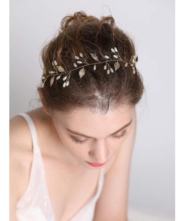 Vintage Gold Leaf Bridal Headband Tiara - FXMIMIOR Wedding Hair Accessories - Buy Online on GoSupps.com