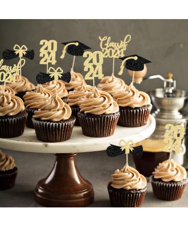 36 Pack 2024 Graduation Cupcake Toppers Glitter Class of 2024 Cupcake Toppers Graduation Cap Diploma Cupcake Picks 2024 Graduation Theme Party Cake Decorations Supplies Gold - Buy Online on GoSupps.com